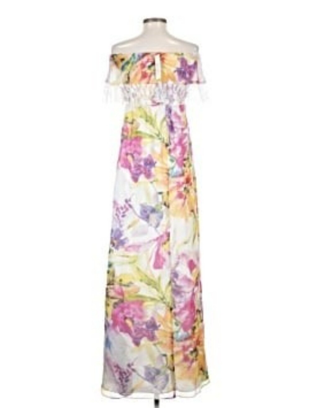 NWT Yumi Kim Strapless Lace Ruffle Floral Silk Maxi